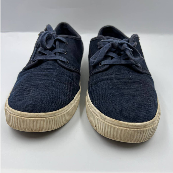 TOMS Navy Blue Sneakers Tennis Shoes Canvas Lace Up Shoes Men's 10.5 - Picture 6 of 10